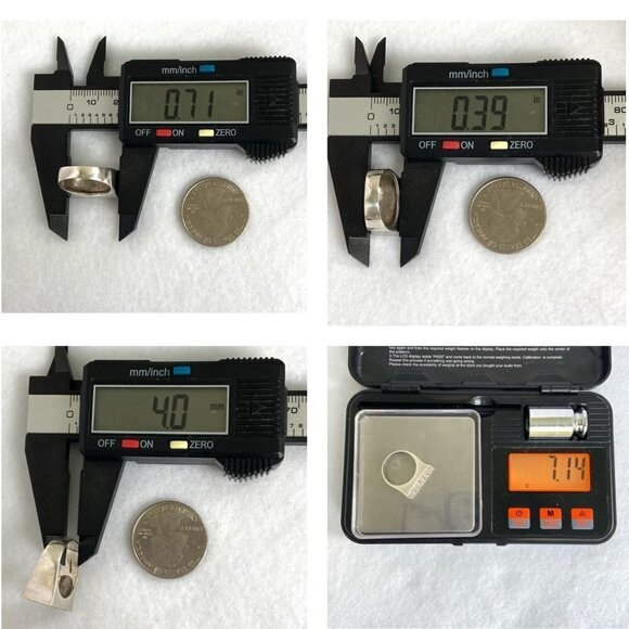 VTG Sterling Silver 925 7 Row Marcasite Rectangular Wide Band Ring Sz 5.5 - Picture 11 of 16